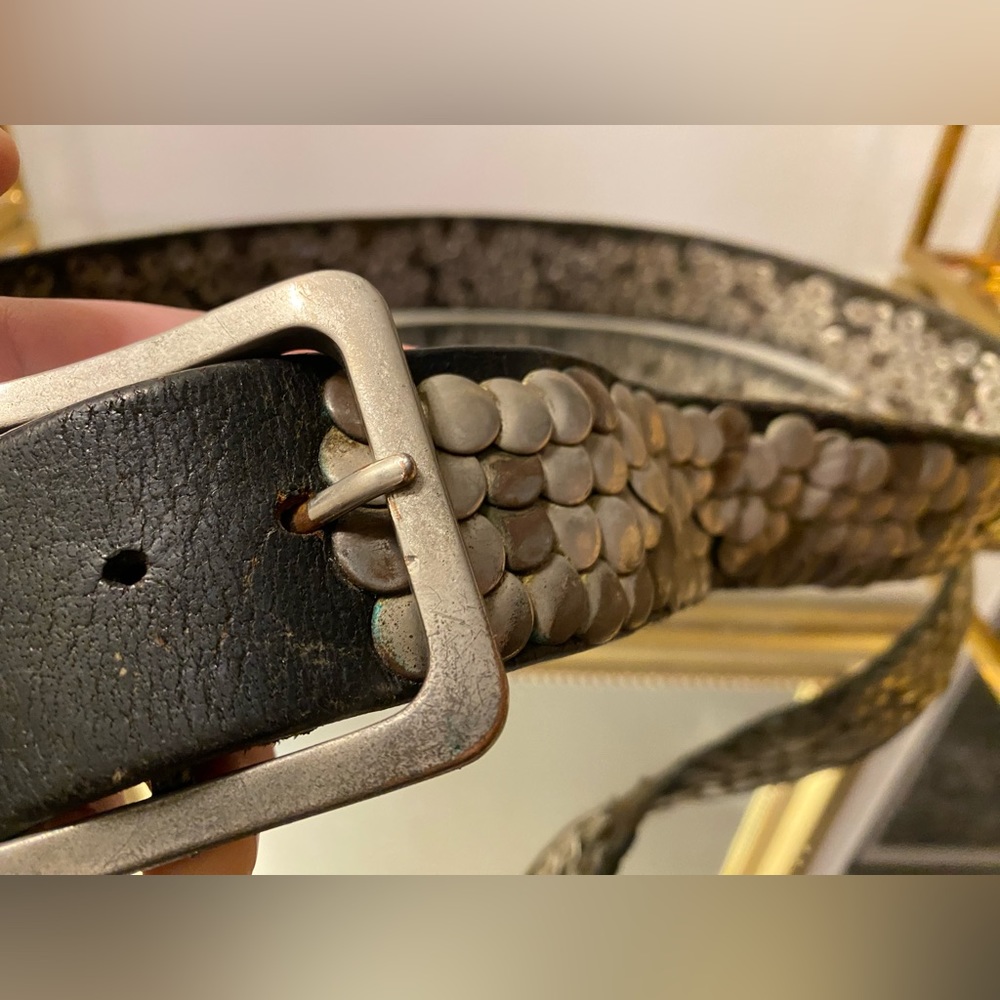 Metallic handmade leather belt - Picture 5 of 8